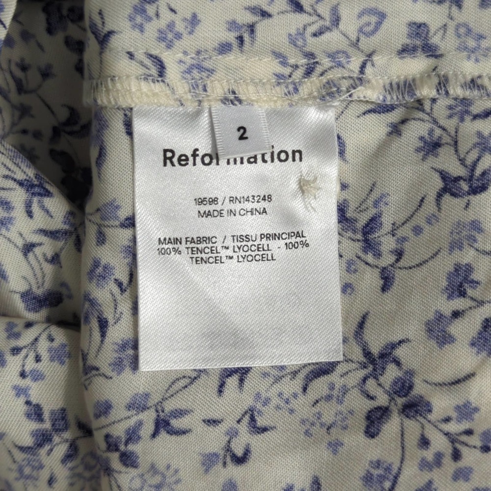 Reformation Margeaux Floral Mini Dress - Blue and White - Picture 11 of 12